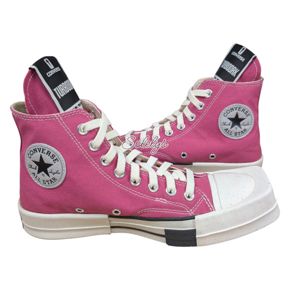Converse x Rick Owens DRKSHDW TURBODRK Chuck 70 Hi Laceless Pink White Sneaker 9 - Picture 1 of 11